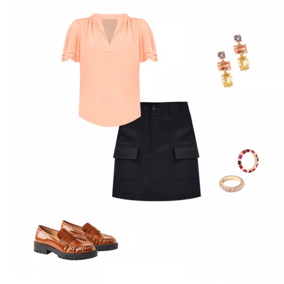 Loft Ann Taylor Black Cargo Skirt Sz 0 - Picture 6 of 9